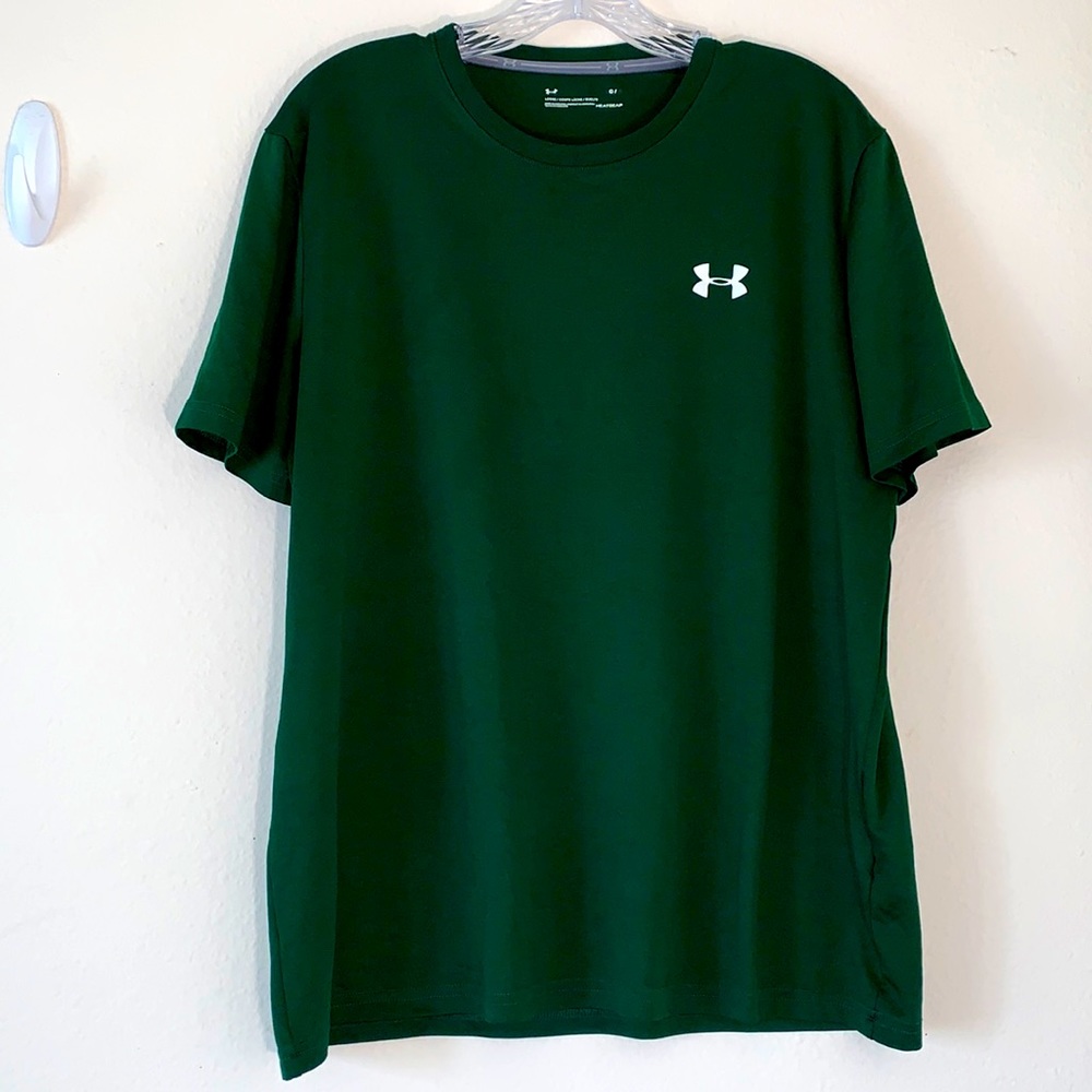 UA Under Armour Heat Gear Mens T-shirt Tee Shirt Dark Green Short Sleeve L B009